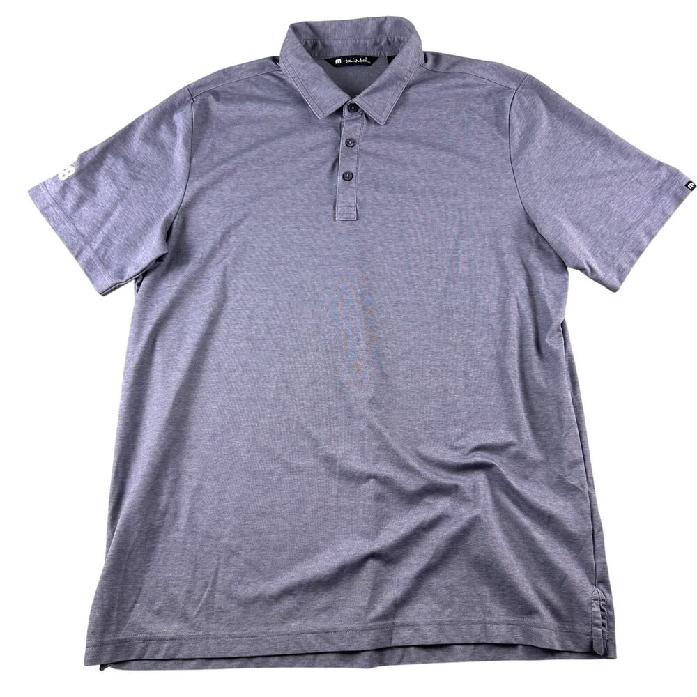 Travis Mathew Polo‎ Shirt Men’s XL Golf Performance Stretch Gray 8x8 Logo